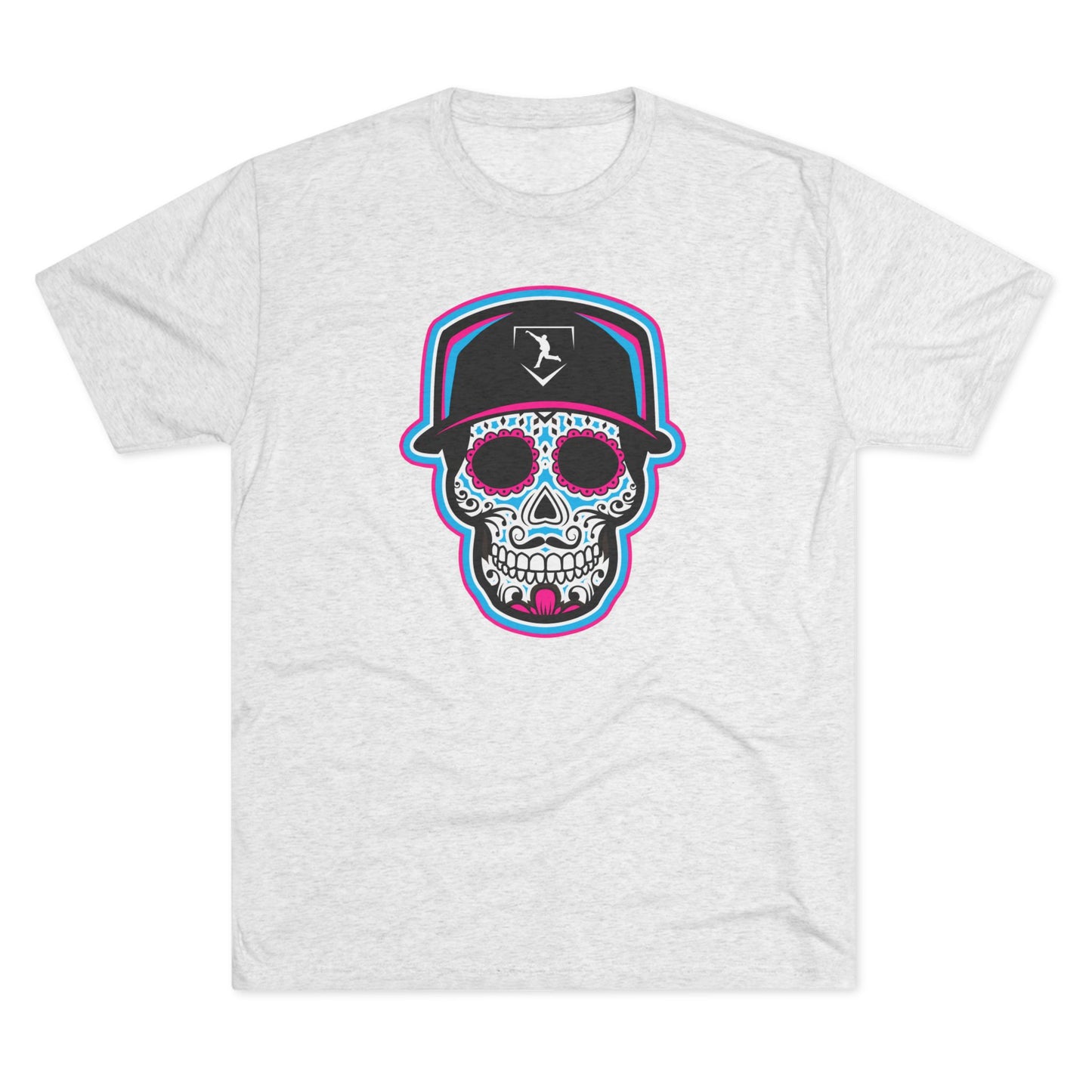 Day of the Dead | Neon Blue and Pink Skull Graphic Tee