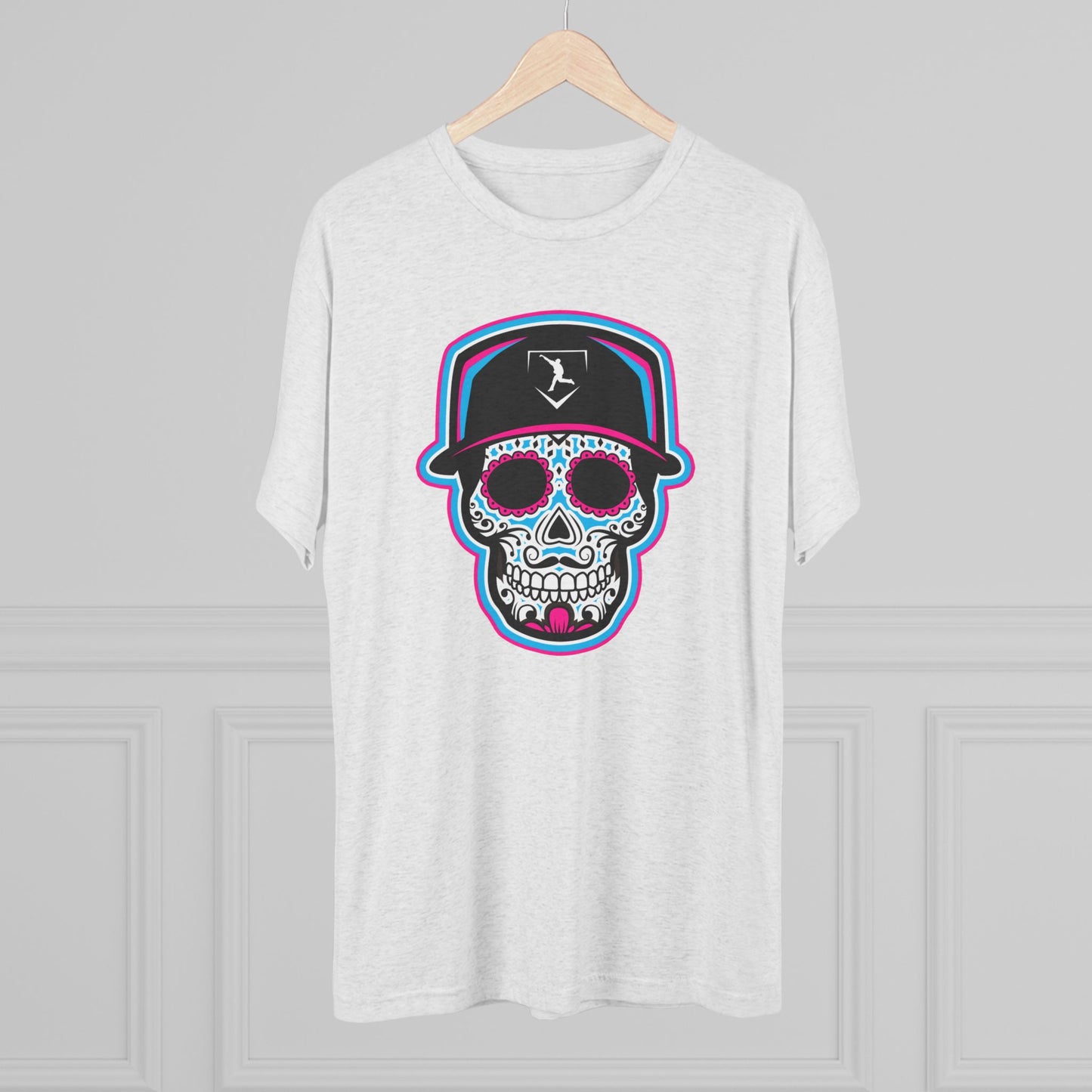 Day of the Dead | Neon Blue and Pink Skull Graphic Tee