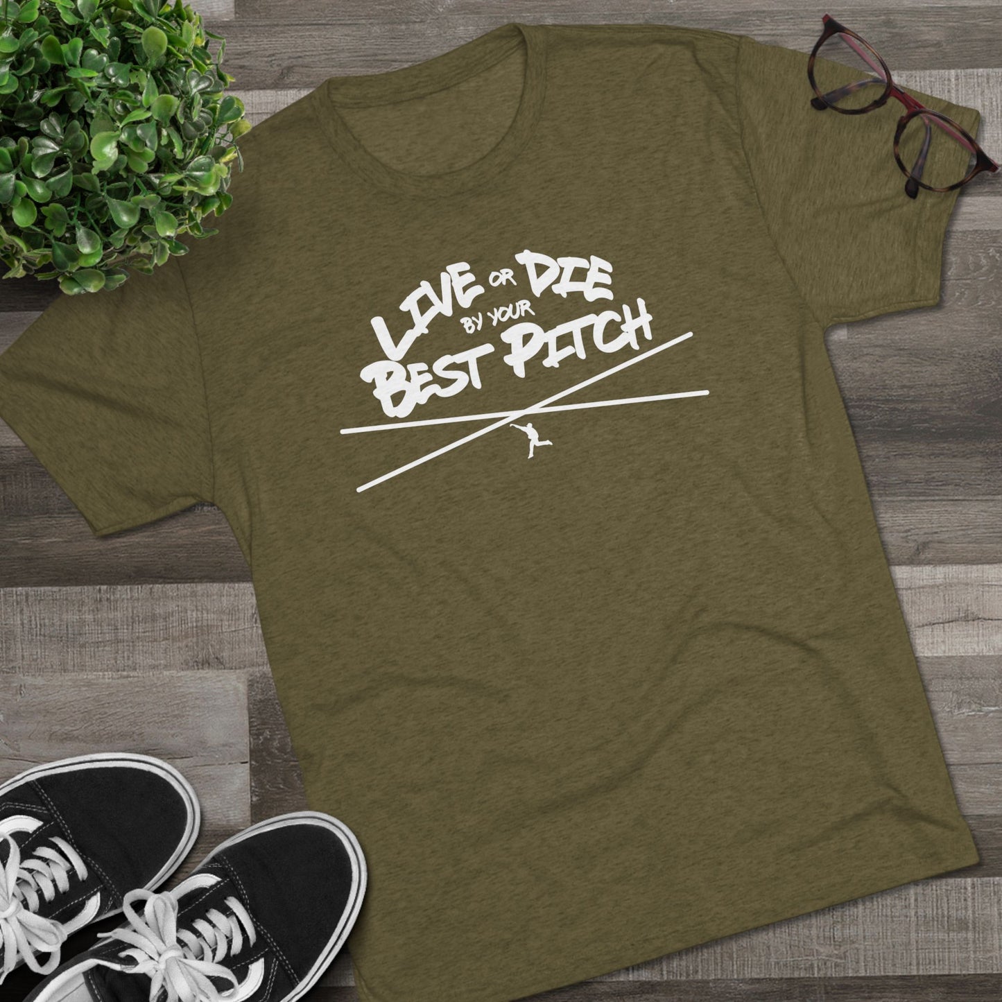 Live or Die by Your Best Pitch Graphic Tee - White Lettering