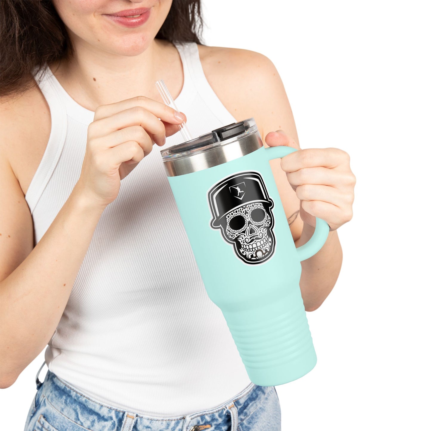 40 oz Tumbler | Black Day of The Dead Skull