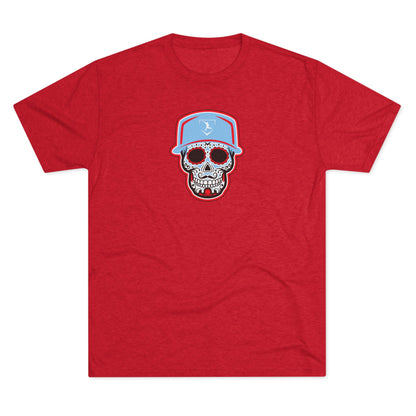 Day of The Dead | Light Blue and Red Skull Graphic Tee