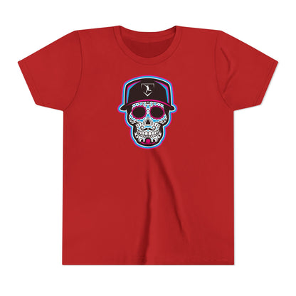 Youth | Day of The Dead | Neon Blue and Pink Skull Graphic Tee