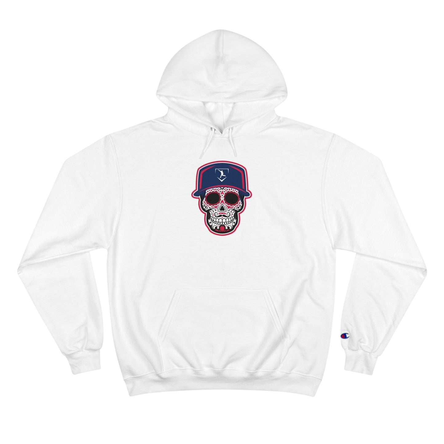 Day of the Dead | Navy Blue and Red Skull Hoodie