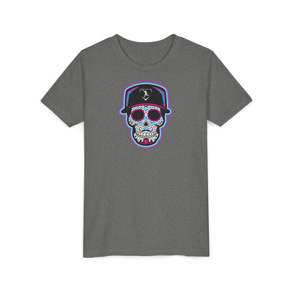 Youth | Day of The Dead | Neon Blue and Pink Skull Graphic Tee