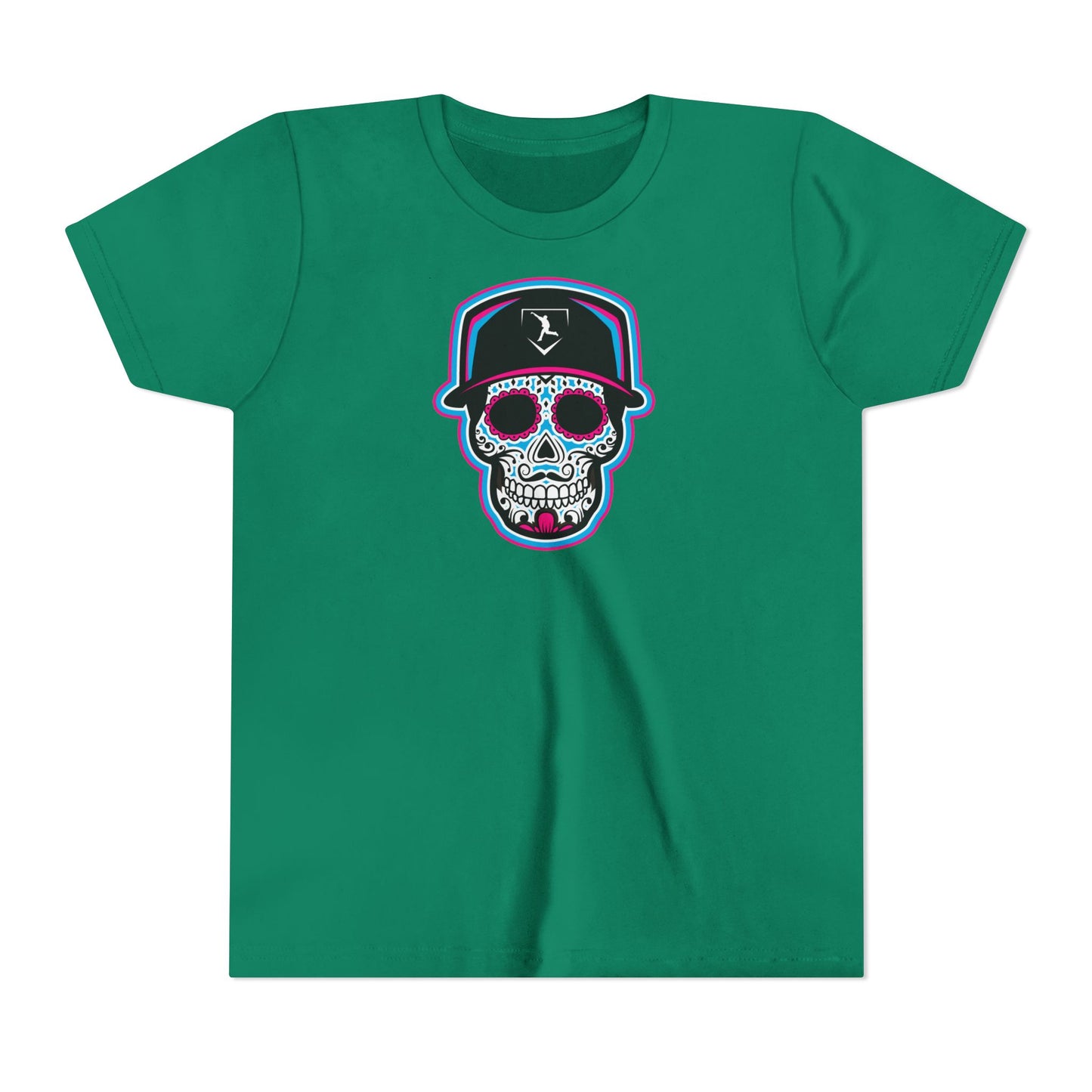 Youth | Day of The Dead | Neon Blue and Pink Skull Graphic Tee