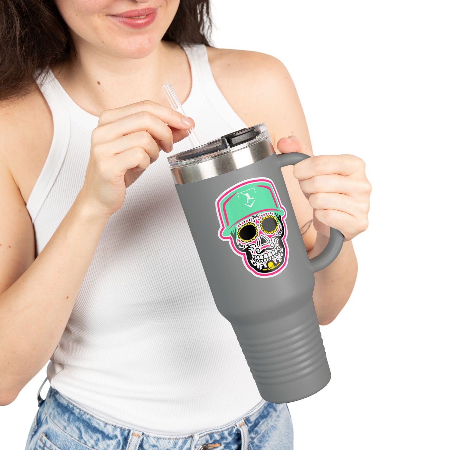 40 oz Tumbler | Green Day of The Dead Skull