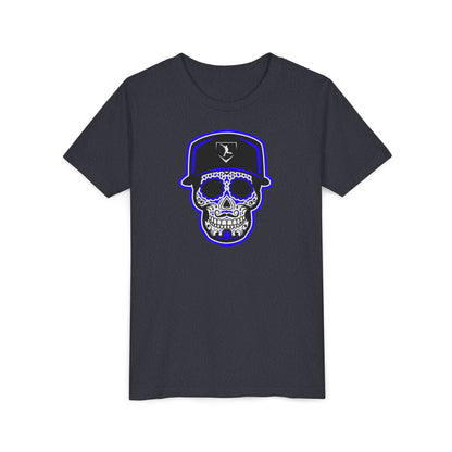 Youth | Day of the Dead | Blue and White Skull Graphic Tee