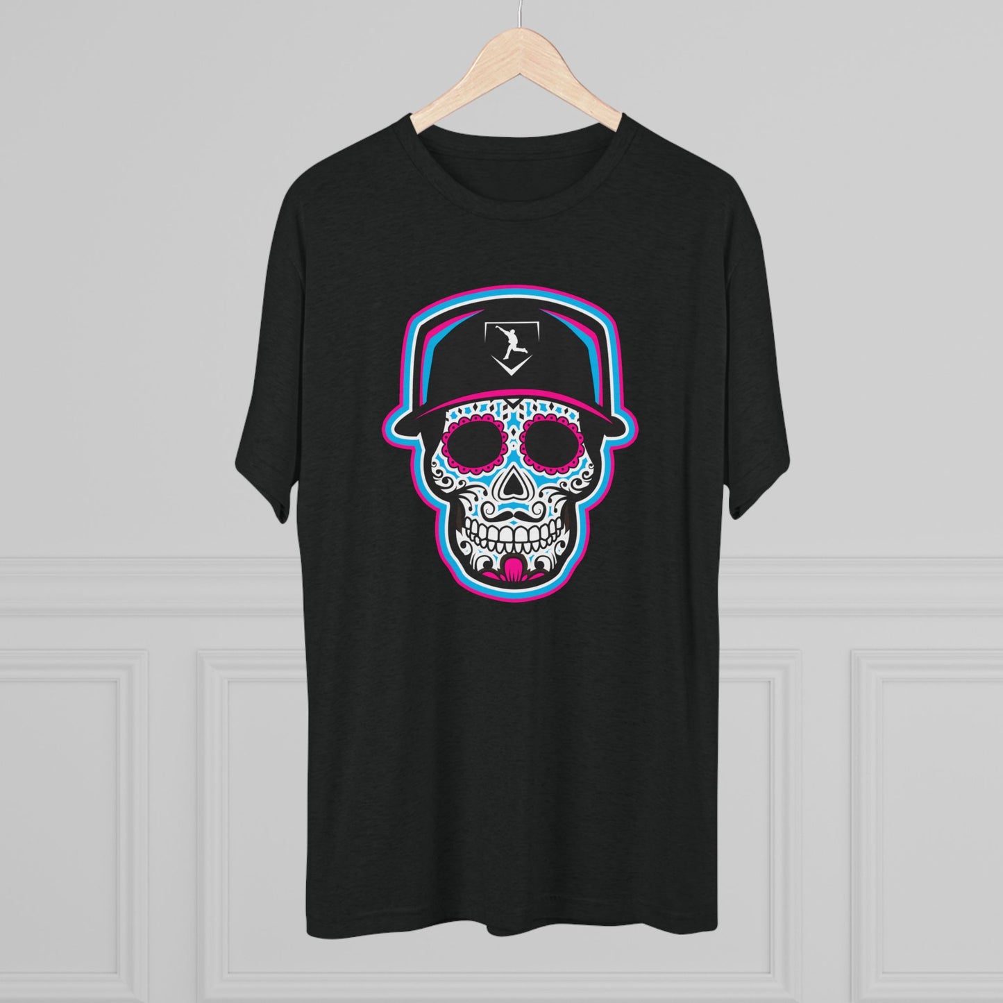 Day of the Dead | Neon Blue and Pink Skull Graphic Tee