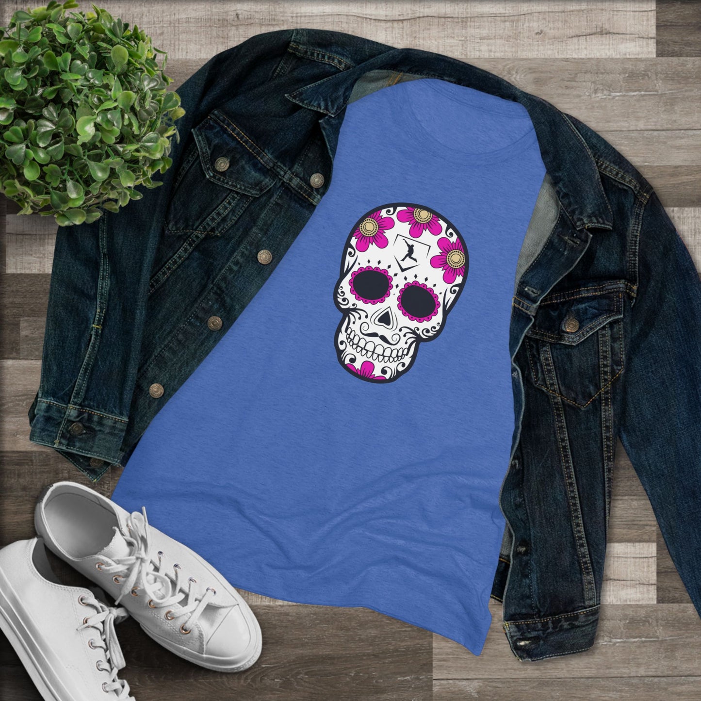 Day of the Dead | Pink Flower Skull Women's Graphic Tee