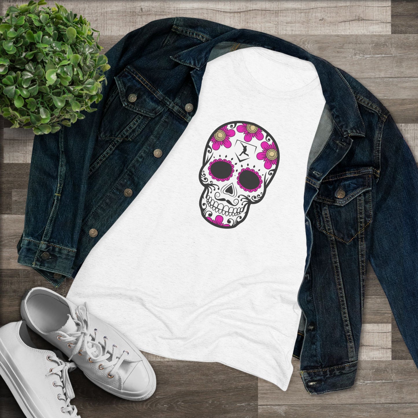 Day of the Dead | Pink Flower Skull Women's Graphic Tee