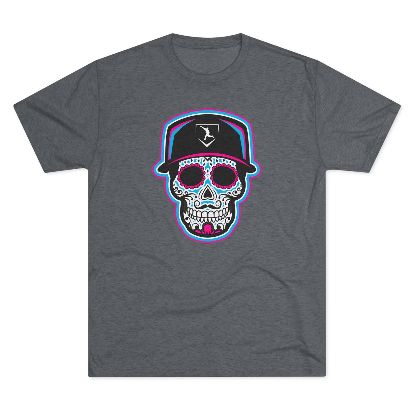 Day of the Dead | Neon Blue and Pink Skull Graphic Tee