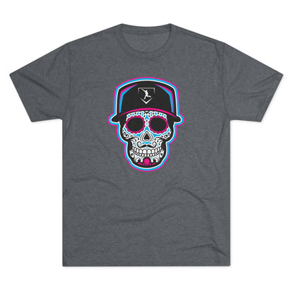 Day of the Dead | Neon Blue and Pink Skull Graphic Tee