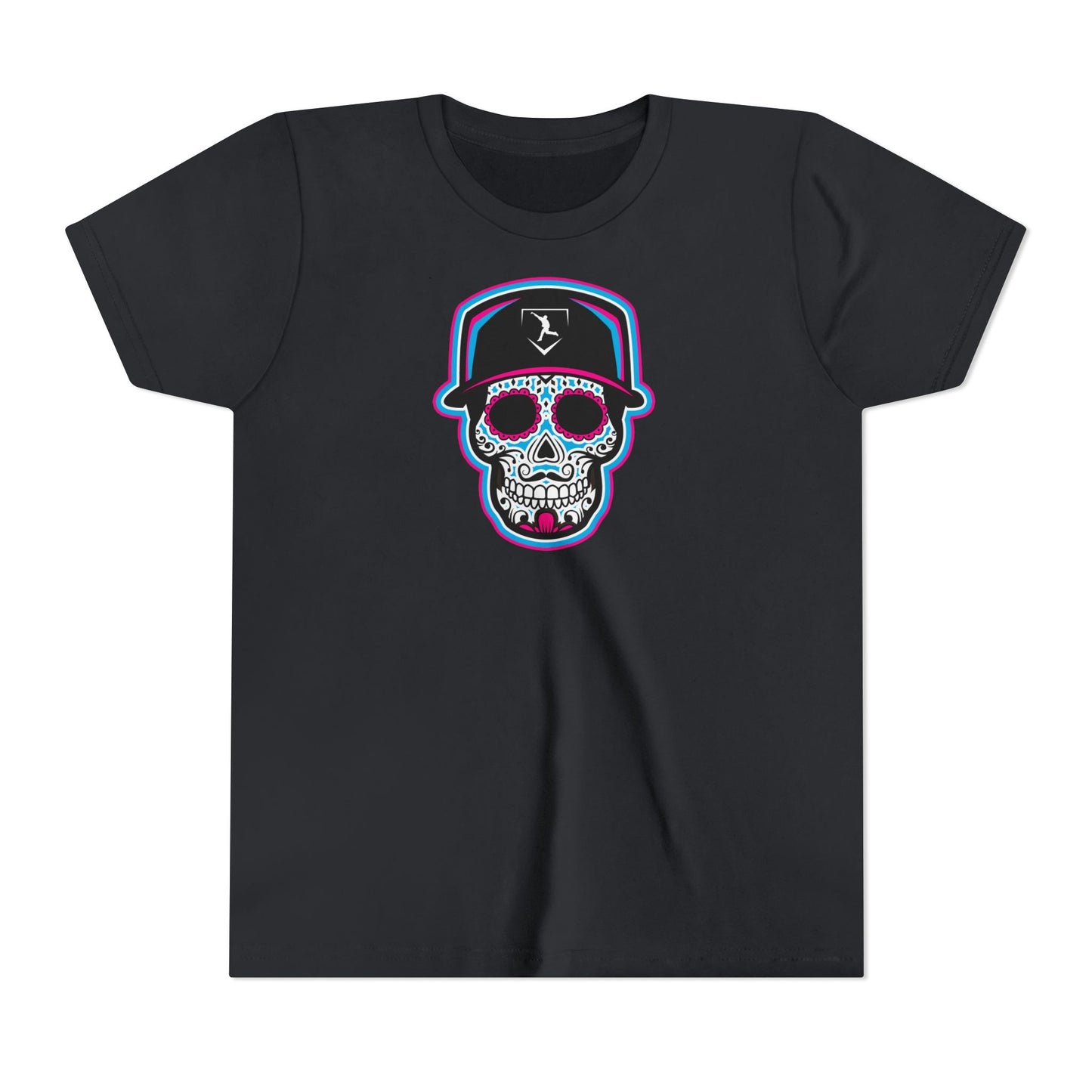 Youth | Day of The Dead | Neon Blue and Pink Skull Graphic Tee