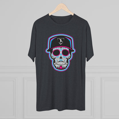 Day of the Dead | Neon Blue and Pink Skull Graphic Tee