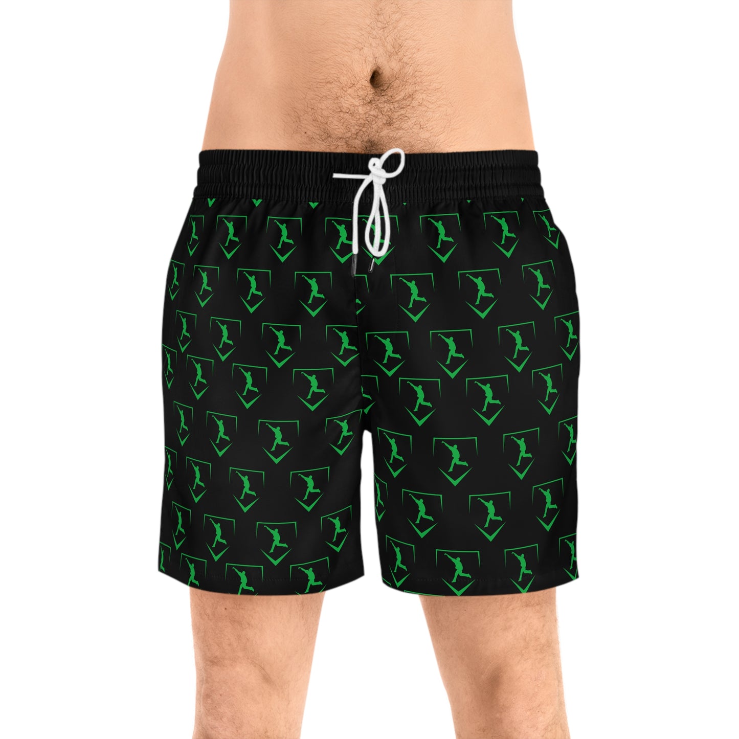 Men's Mid-Length Training Shorts | Pattern Logo Green