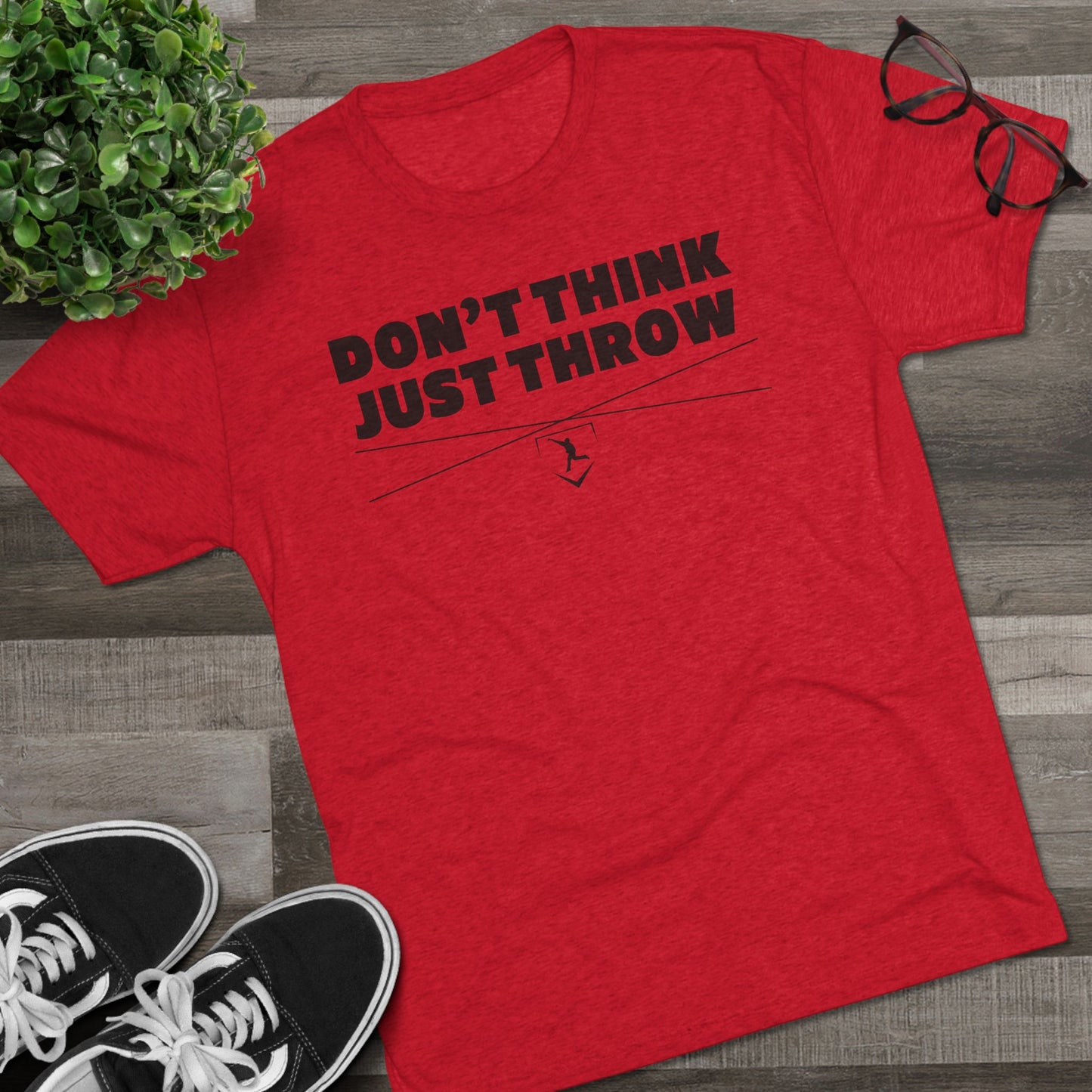 Don't Think Just Throw Graphic Tee - Black Lettering