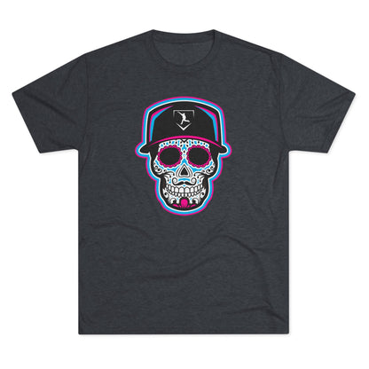 Day of the Dead | Neon Blue and Pink Skull Graphic Tee