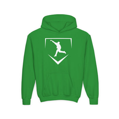 Youth | Logo Home Plate Hoodie - White Logo