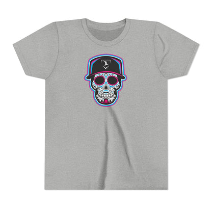 Youth | Day of The Dead | Neon Blue and Pink Skull Graphic Tee