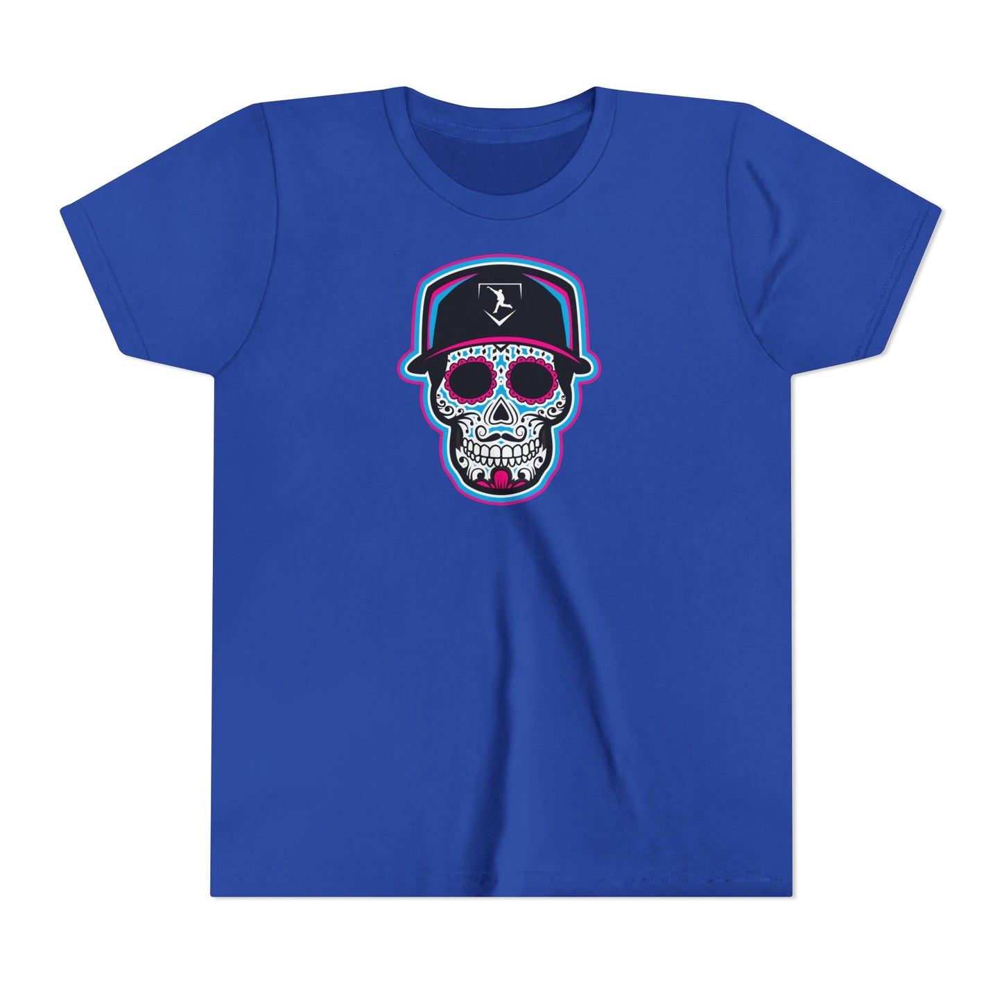 Youth | Day of The Dead | Neon Blue and Pink Skull Graphic Tee