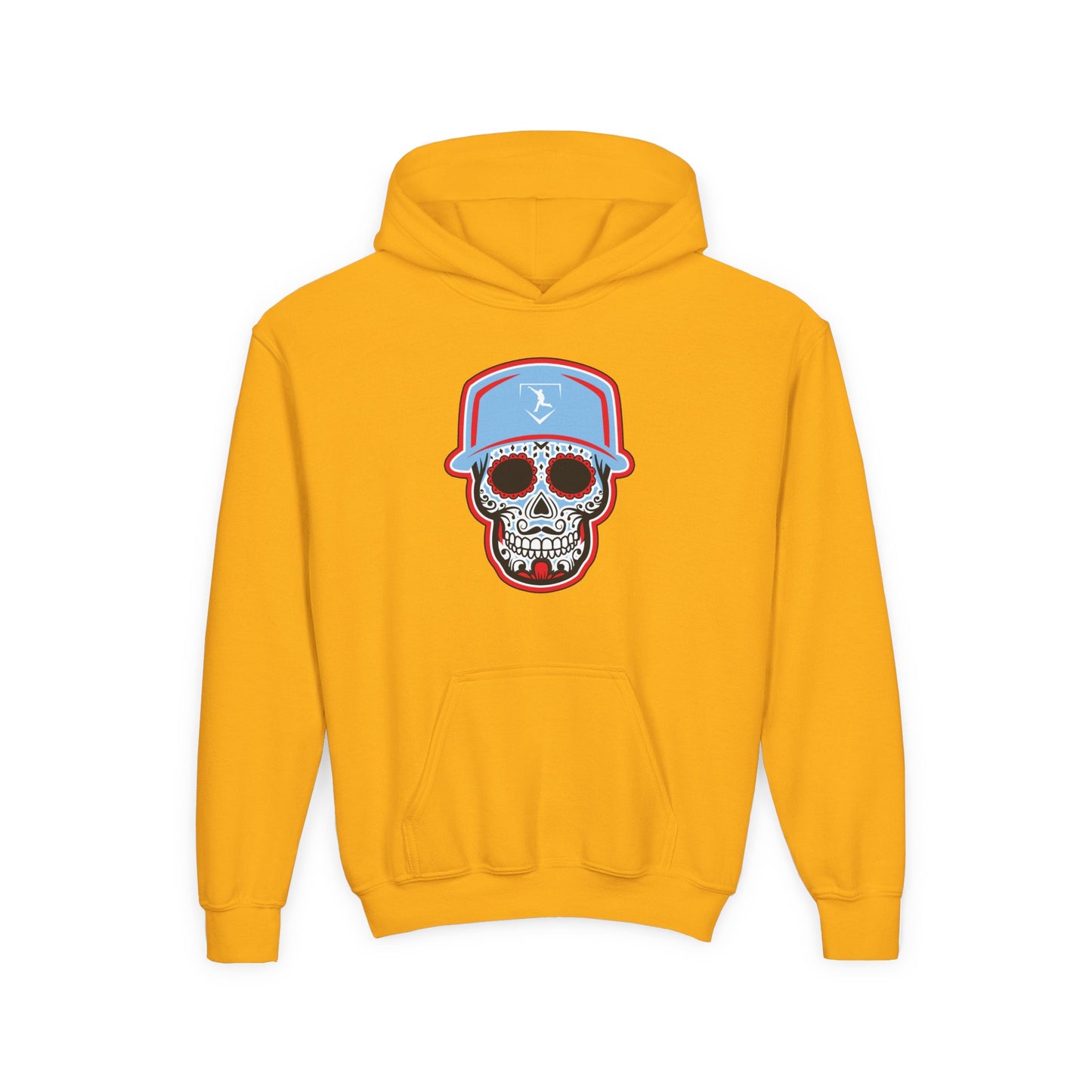 Youth | Day of the Dead | Light Blue and Red Skull Hoodie