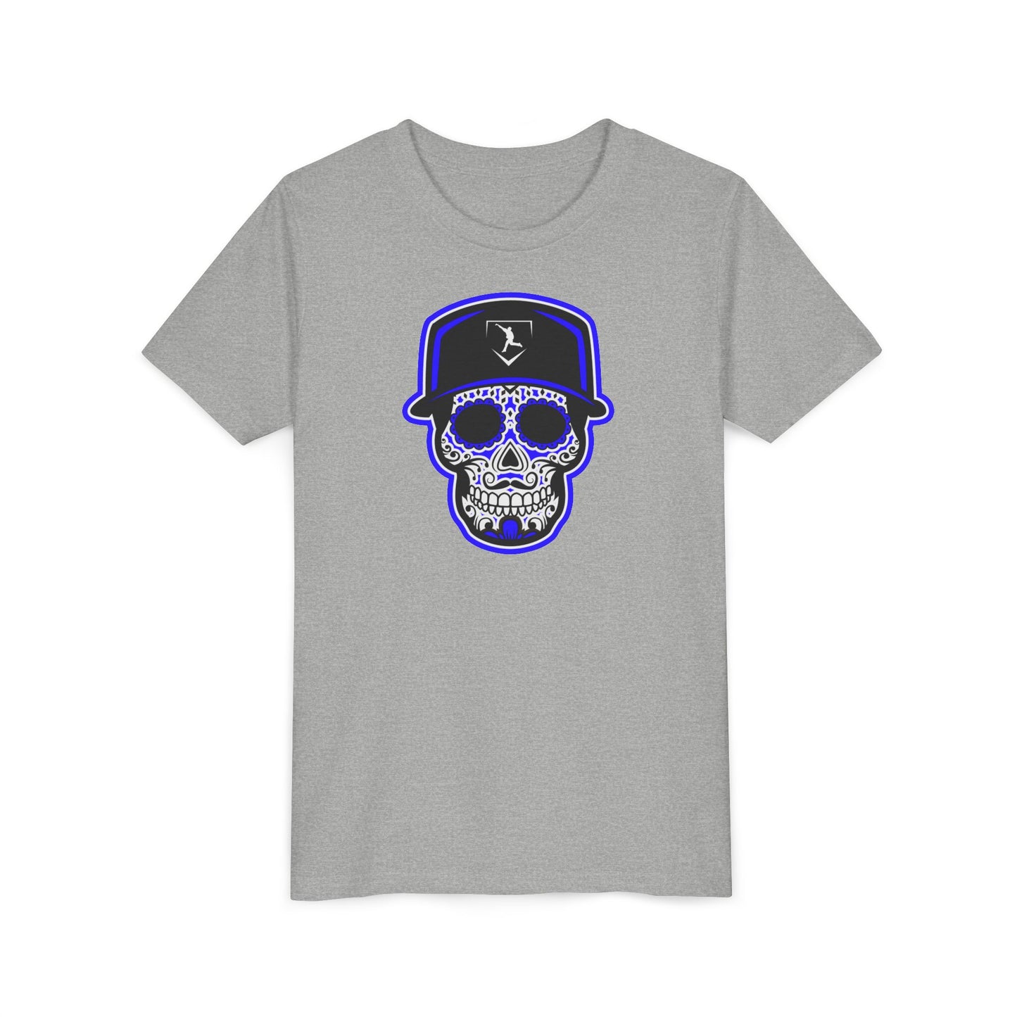 Youth | Day of the Dead | Blue and White Skull Graphic Tee