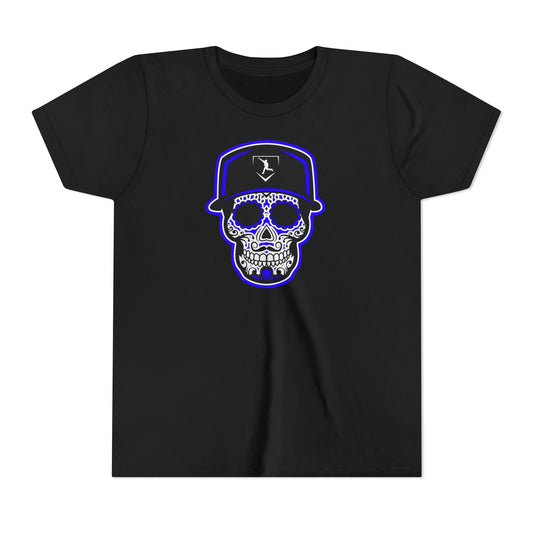 Youth | Day of the Dead | Blue and White Skull Graphic Tee