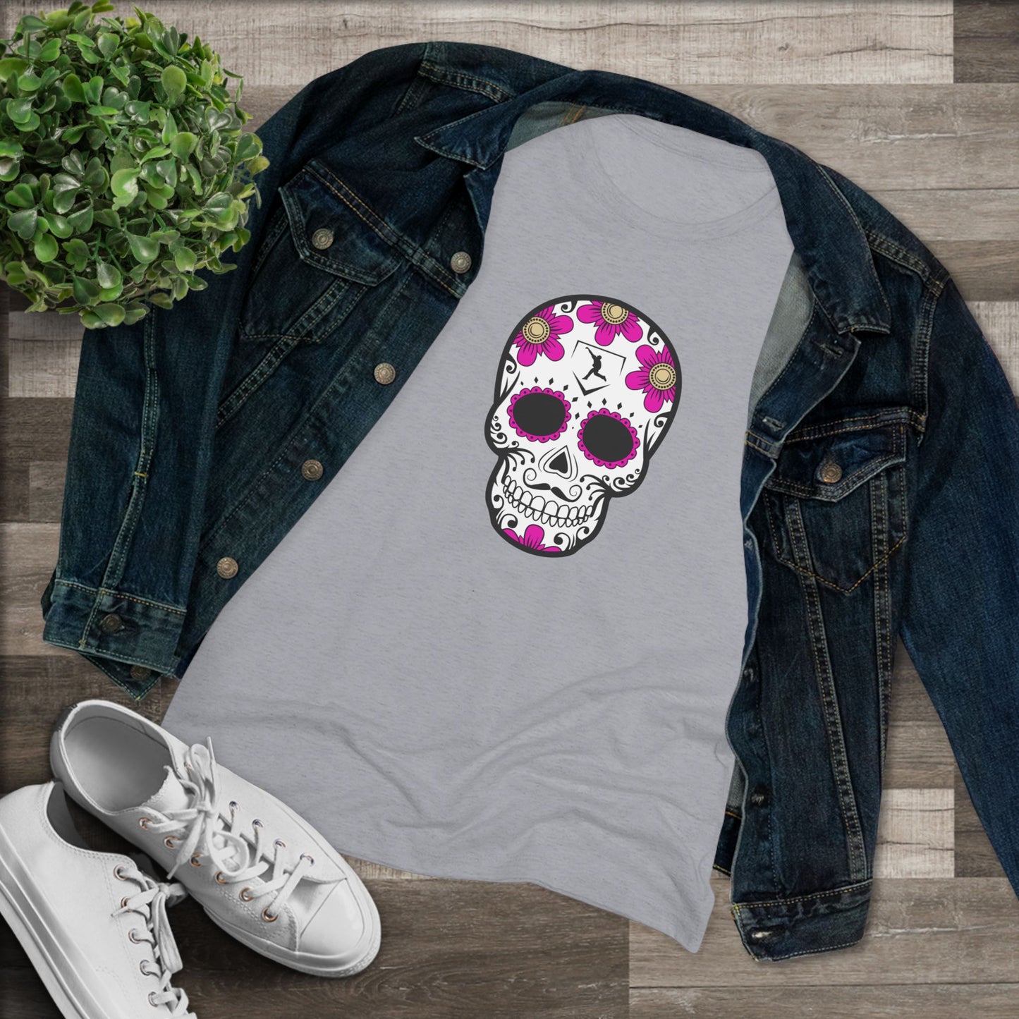 Day of the Dead | Pink Flower Skull Women's Graphic Tee