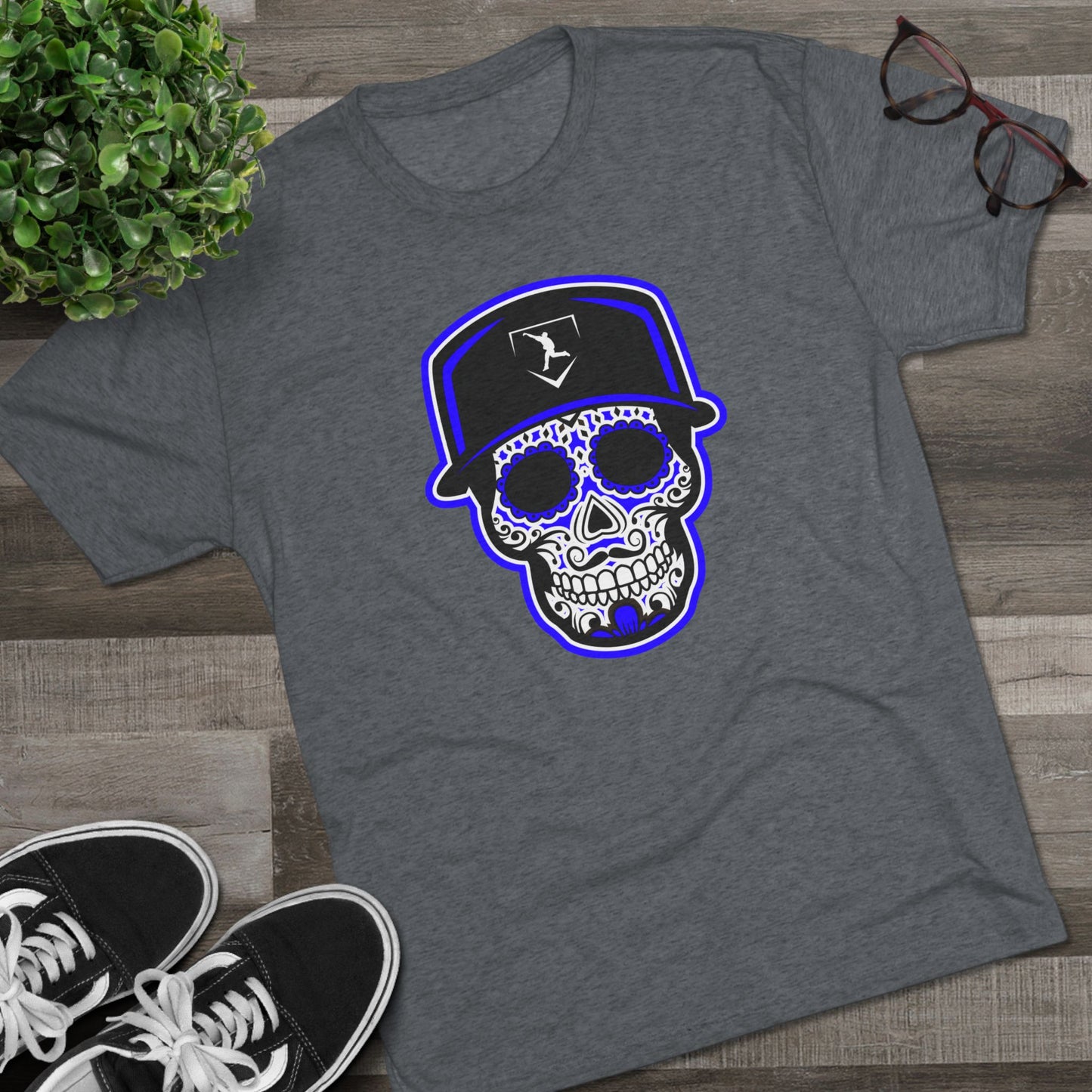 Day of the Dead | Black and Purple Skull Graphic Tee