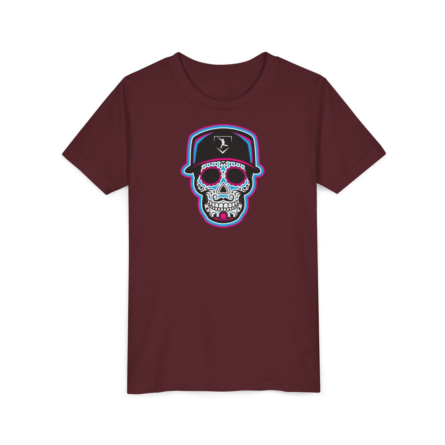 Youth | Day of The Dead | Neon Blue and Pink Skull Graphic Tee