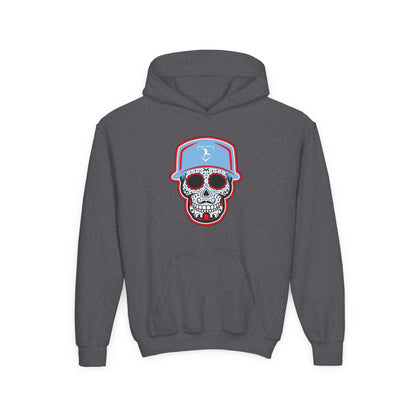 Youth | Day of the Dead | Light Blue and Red Skull Hoodie