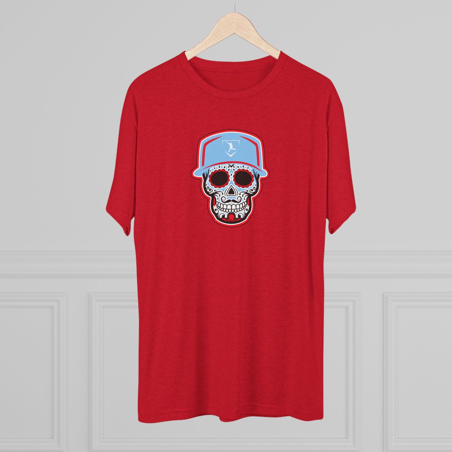 Day of The Dead | Light Blue and Red Skull Graphic Tee