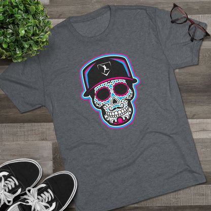 Day of the Dead | Neon Blue and Pink Skull Graphic Tee