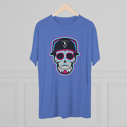 Day of the Dead | Neon Blue and Pink Skull Graphic Tee