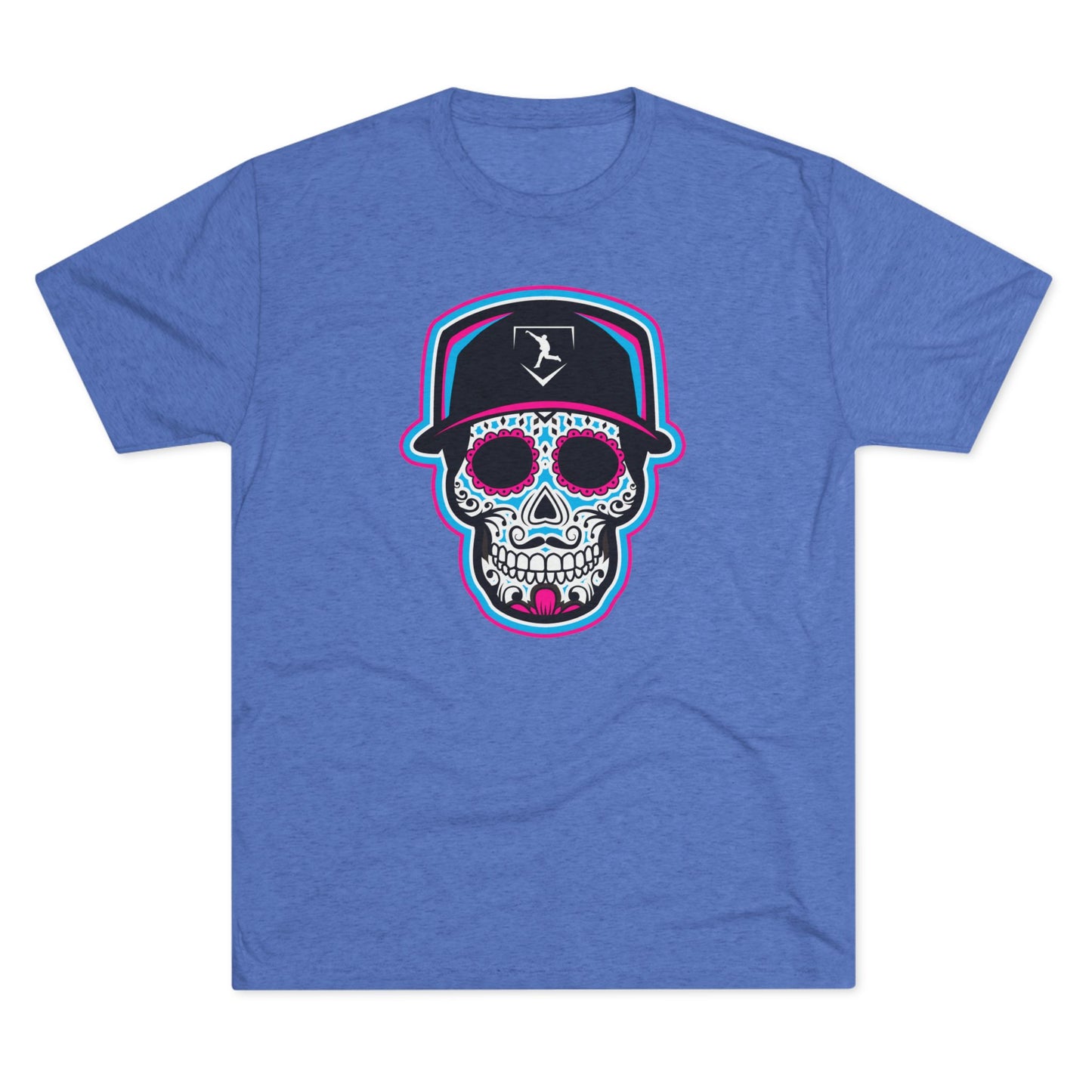 Day of the Dead | Neon Blue and Pink Skull Graphic Tee