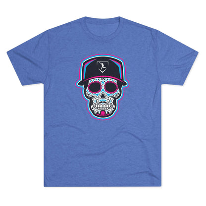 Day of the Dead | Neon Blue and Pink Skull Graphic Tee