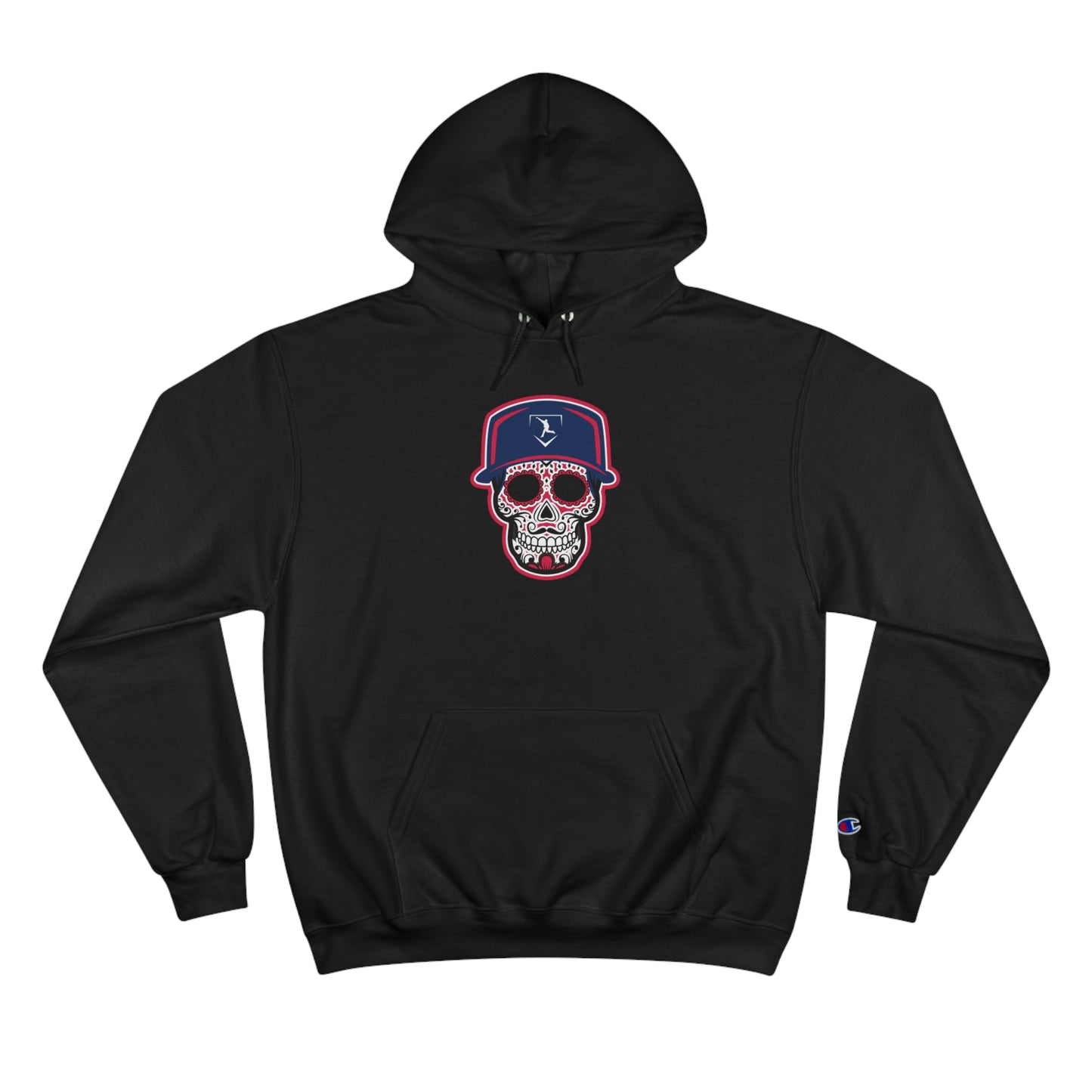 Day of the Dead | Navy Blue and Red Skull Hoodie