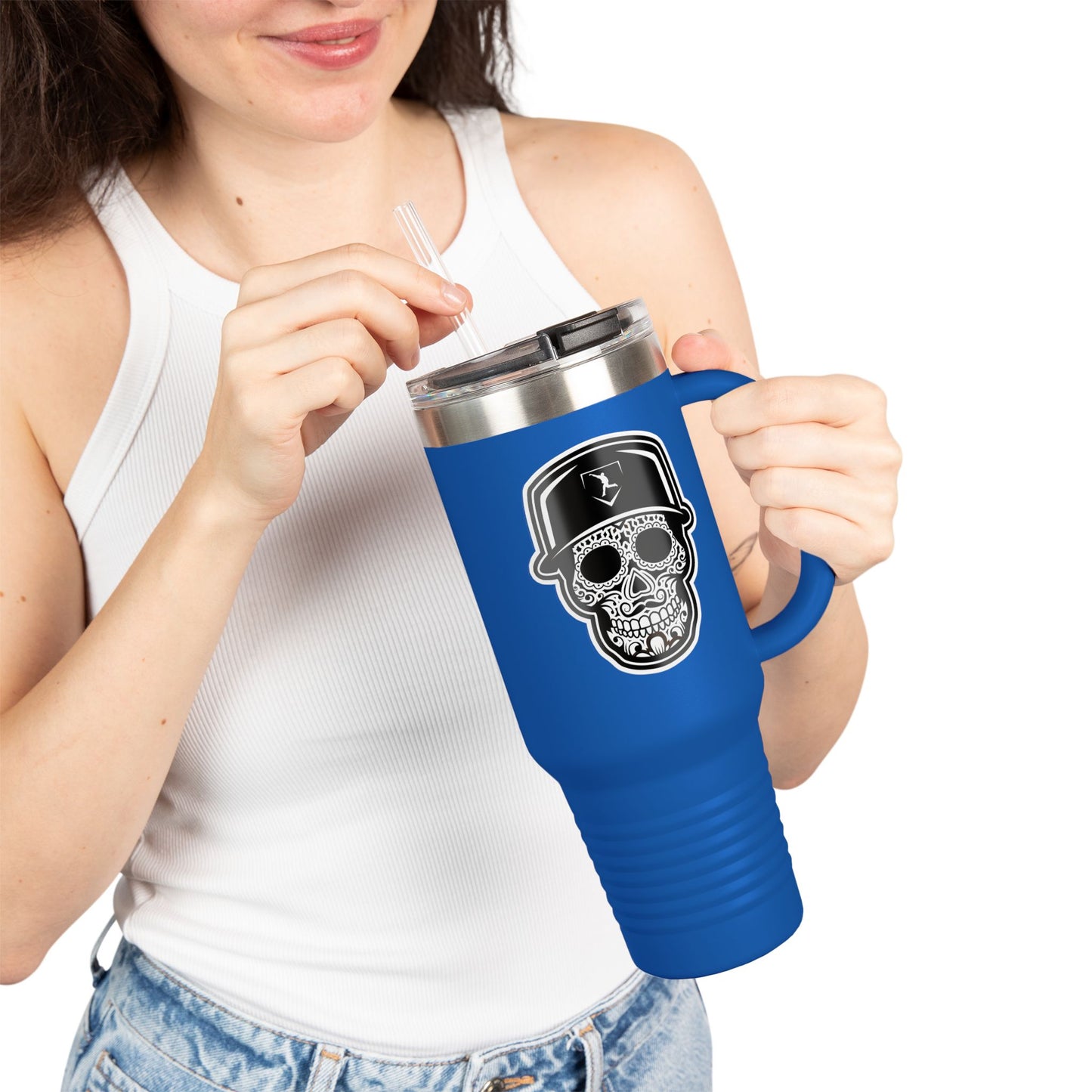 40 oz Tumbler | Black Day of The Dead Skull