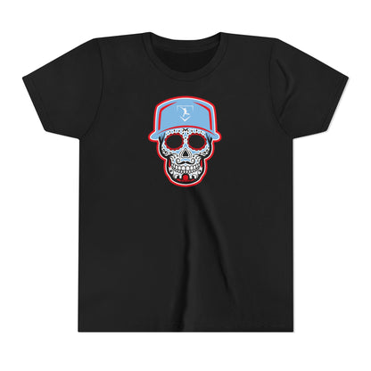 Youth | Day of the Dead | Light Blue and Red Skull Graphic Tee