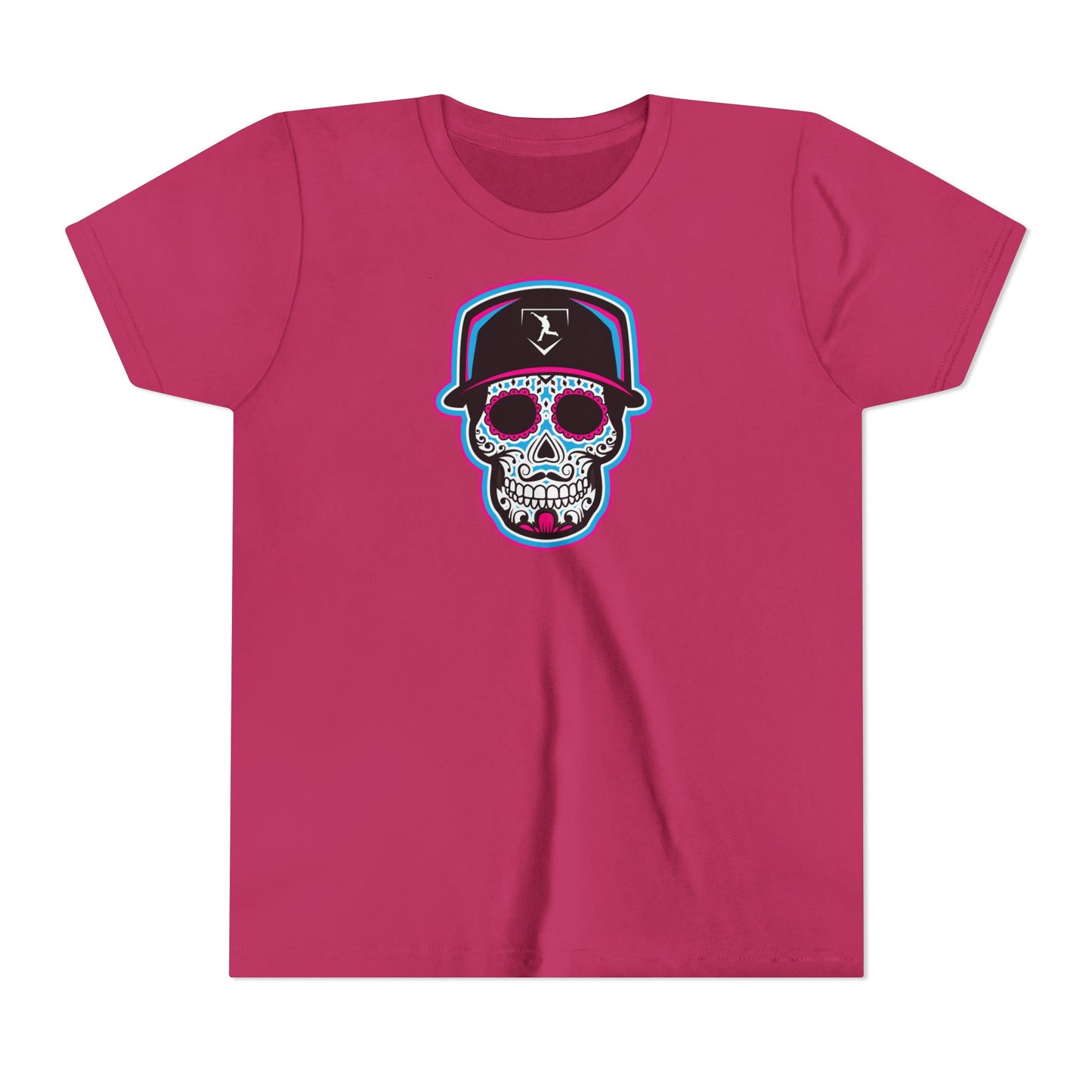 Youth | Day of The Dead | Neon Blue and Pink Skull Graphic Tee