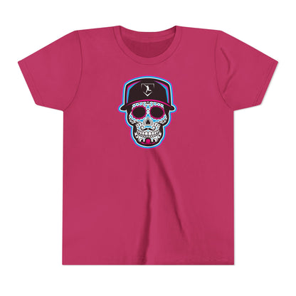 Youth | Day of The Dead | Neon Blue and Pink Skull Graphic Tee