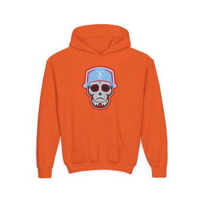 Youth | Day of the Dead | Light Blue and Red Skull Hoodie