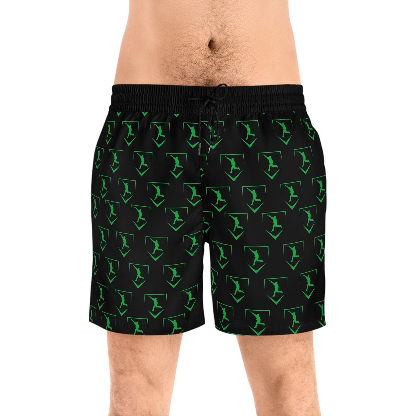 Men's Mid-Length Training Shorts | Pattern Logo Green