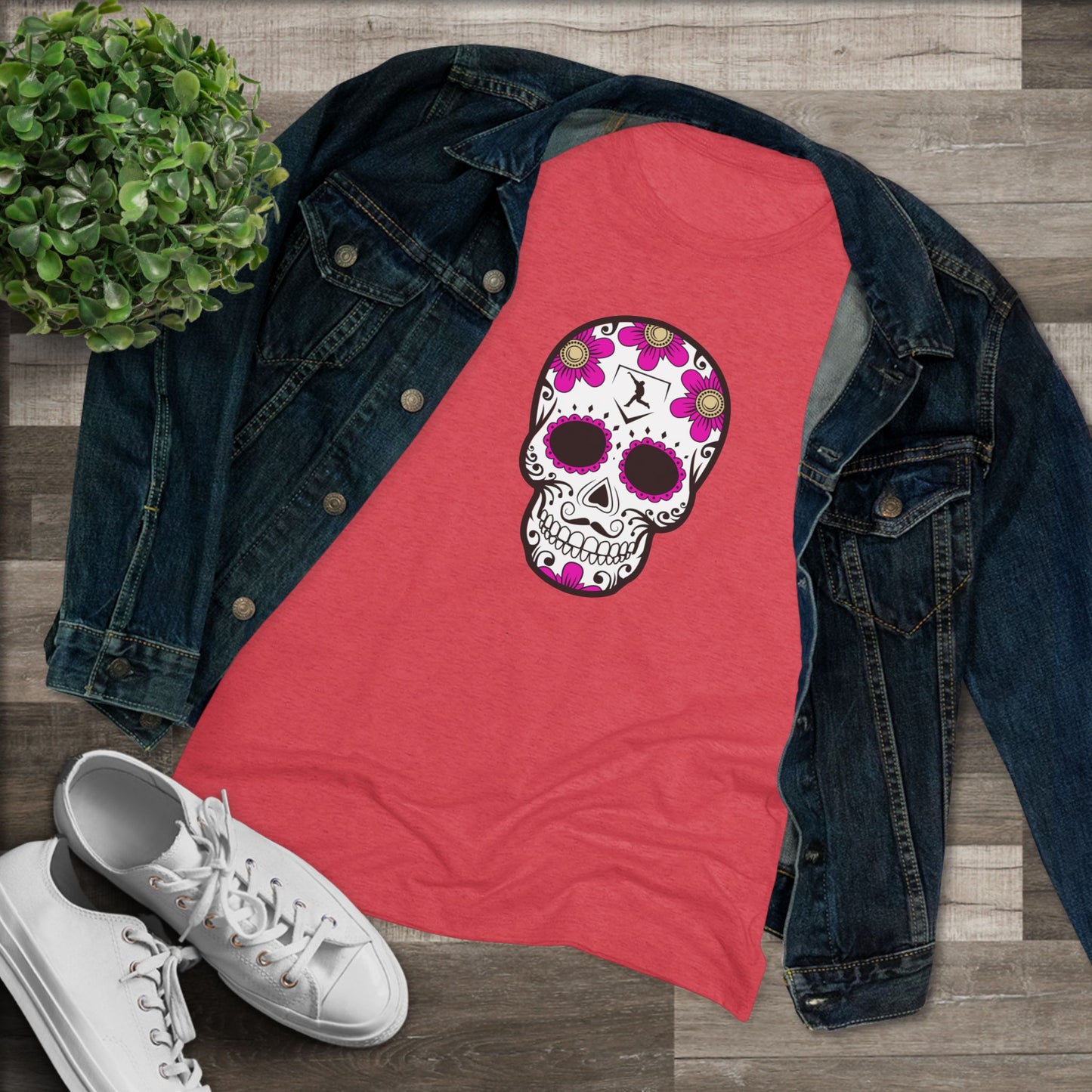 Day of the Dead | Pink Flower Skull Women's Graphic Tee