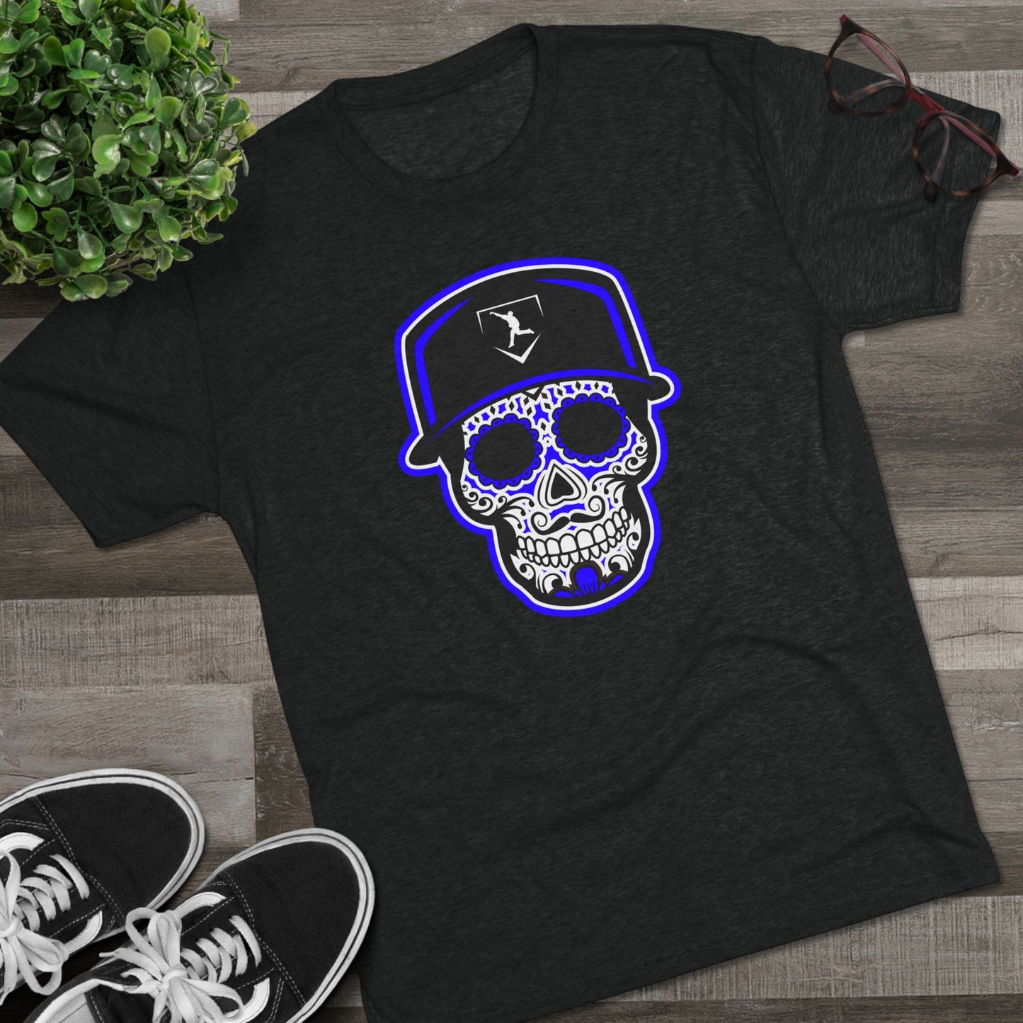 Day of the Dead | Black and Purple Skull Graphic Tee