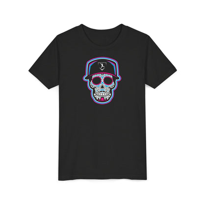 Youth | Day of The Dead | Neon Blue and Pink Skull Graphic Tee