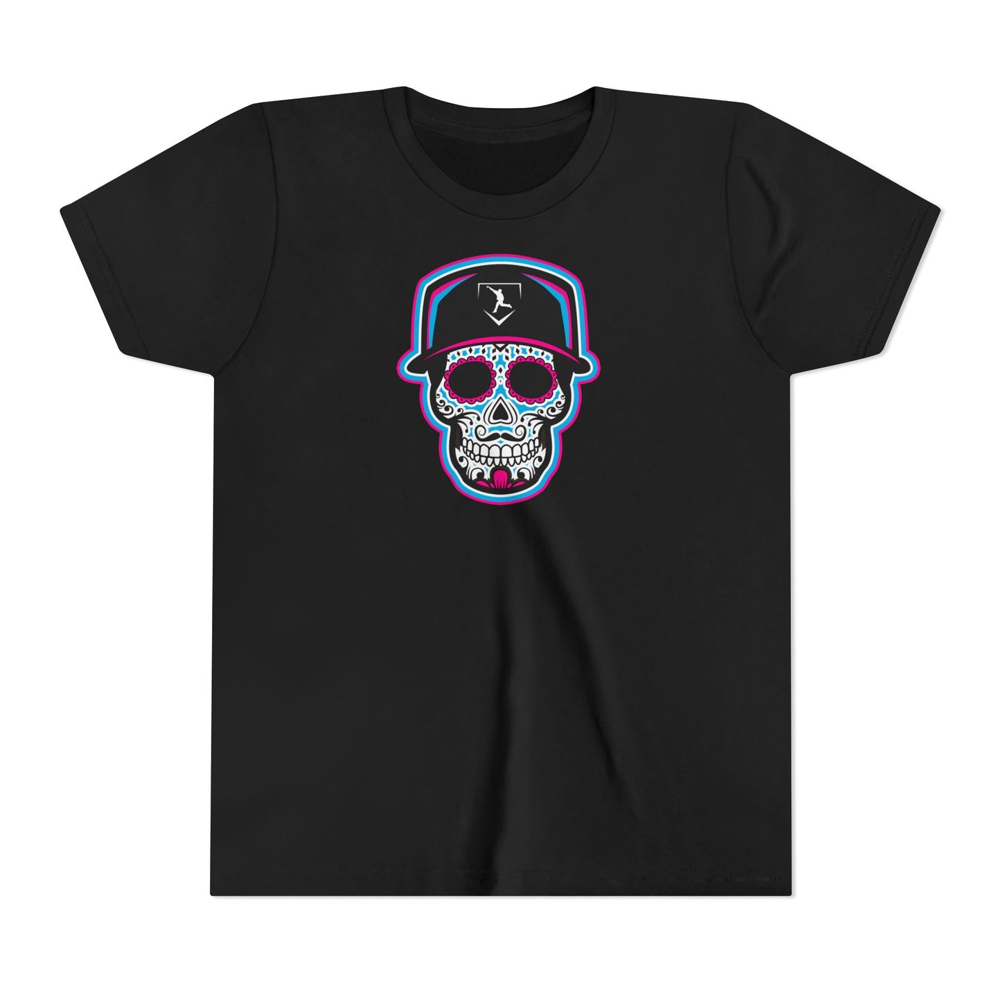 Youth | Day of The Dead | Neon Blue and Pink Skull Graphic Tee