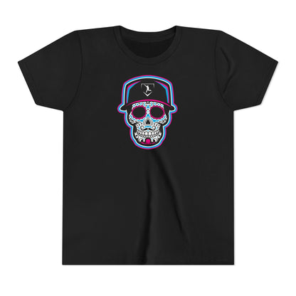 Youth | Day of The Dead | Neon Blue and Pink Skull Graphic Tee