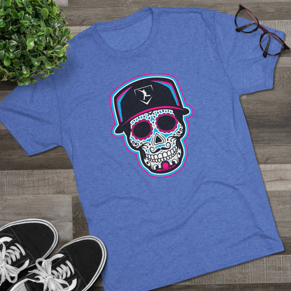 Day of the Dead | Neon Blue and Pink Skull Graphic Tee