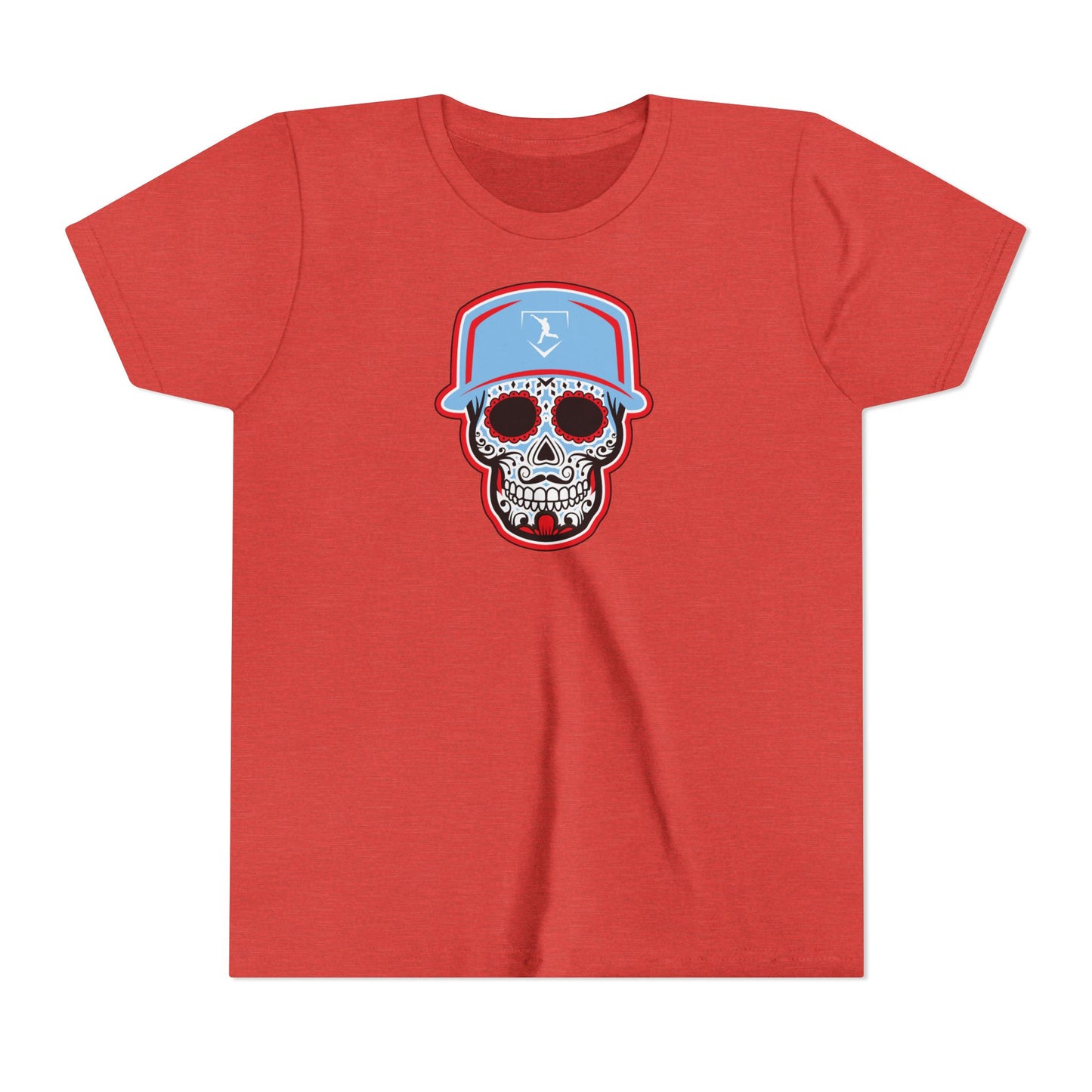 Youth | Day of the Dead | Light Blue and Red Skull Graphic Tee